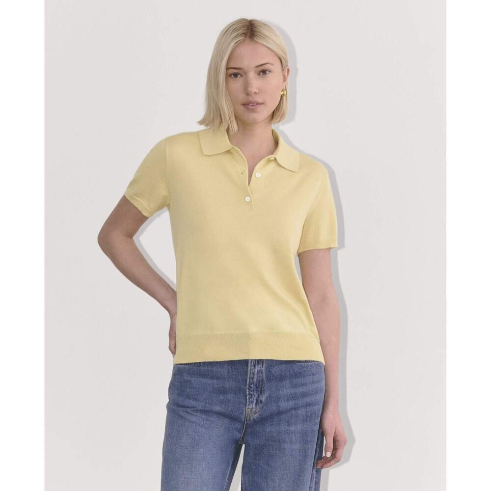 Everlane Women's Polo in Cotton Cashmere Sweater in Parsnip, Size Medium